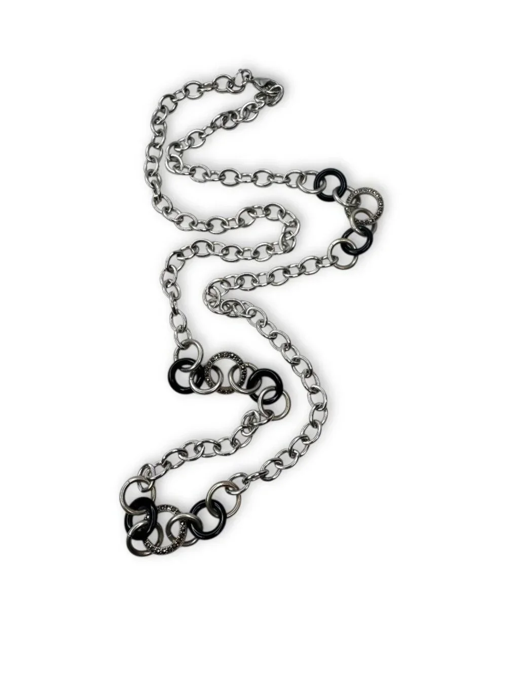 Judith Jack Sterling Silver Marcasite Black Necklace 30